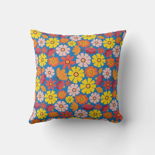 Almofada Flor de Verão Retro dos anos 60 (Verso)