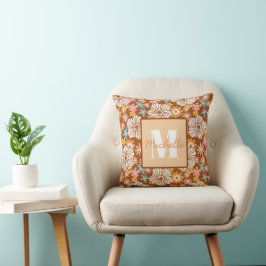 Almofada Flor de Verão | Travesseiro decorativo monograma