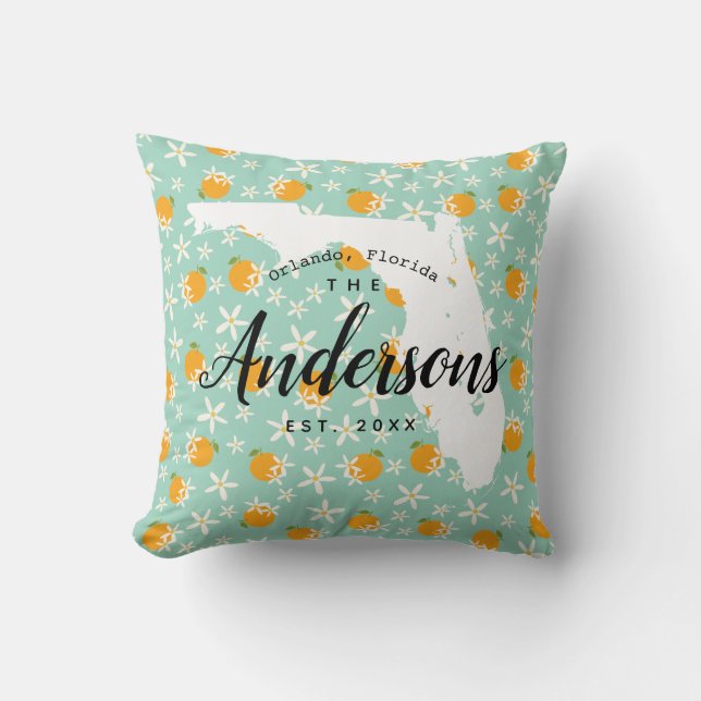 Almofada Flor do Estado do Lar Flórida Laranja Flórida (Frente)