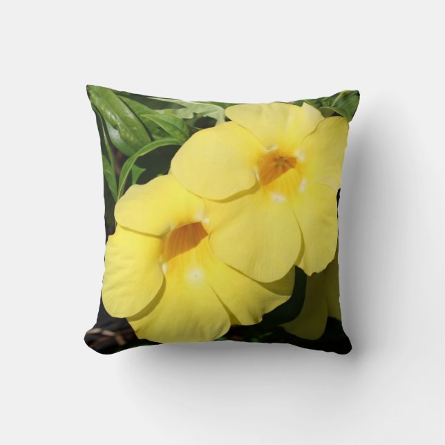 Almofada Flor do jasmim amarelo da foto das caraíbas (Frente)