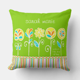 Almofada Flor e listras, bebê personalizável