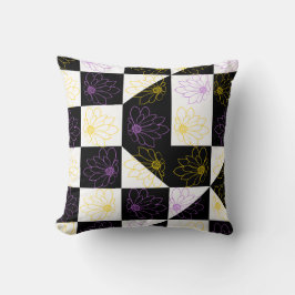 Almofada flor em padrão monocromático de controlo estético