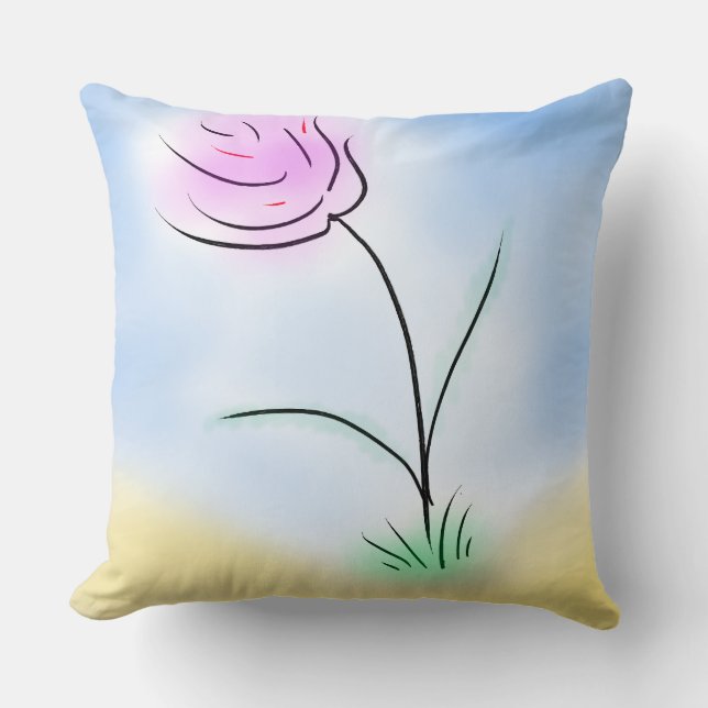 Almofada Flor Feliz Estilizado num Dia Quente e Sunny (Frente)