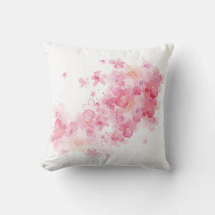 Almofada Flor floral de cereja rosa-branca