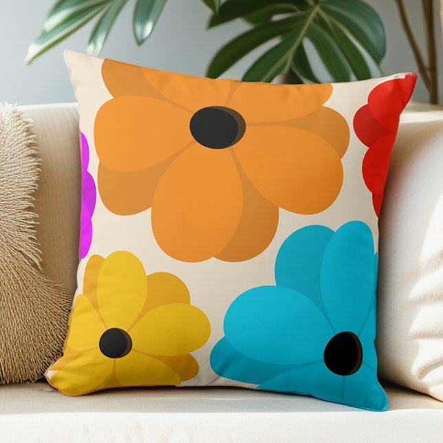 Almofada Flor Grande Brilhante Contemporâneo (Get this colorful floral pillow for your home decor.)