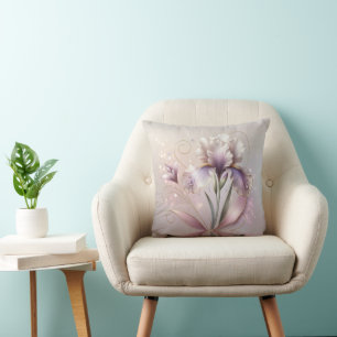 Almofada Flor Íris Elegante Com Etapa Dourada