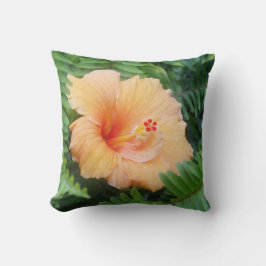Almofada Flor Laranja Hibiscus com Ferns