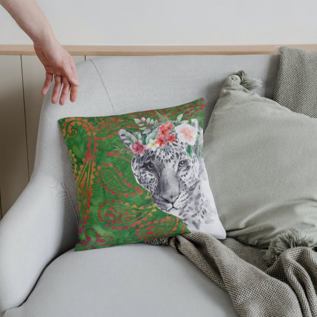 Almofada Flor Leopardo Selva Batik (Criador carregado)