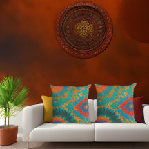 flor marrom dourado laranja azul turquesa estilo m