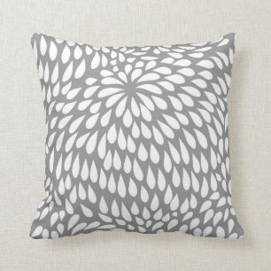Almofada Flor moderna de Paisley em cinzento e em branco