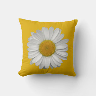Almofada Flor moderna margarida elegante no amarelo-mostard