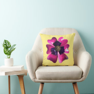 Almofada Flor Pansy Roxo do MOD na Manteiga Amarelo