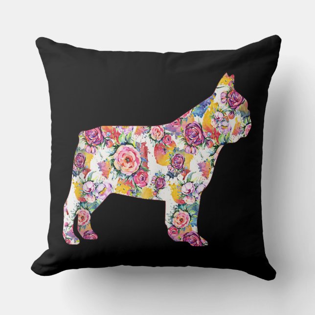 Almofada Flor Patterno francês Bulldog francês Lover Gift (Frente)