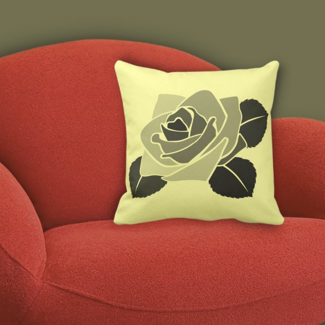 Almofada Flor-Rosa amarelo Pastel inspirado na natureza (Nature-inspired Pastel Yellow Floral Rose Blossom Throw Pillow, Home & Liivng)