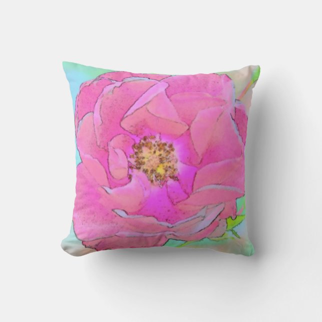 Almofada Flor rosa pastel (Frente)