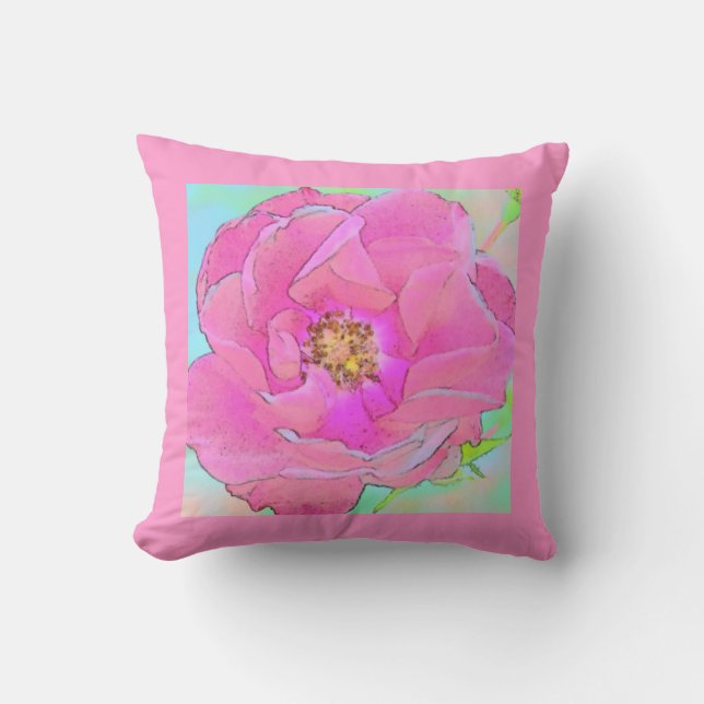 Almofada Flor rosa pastel (Frente)