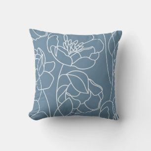 Almofada Flor Silvestre Moderna Azul Branco
