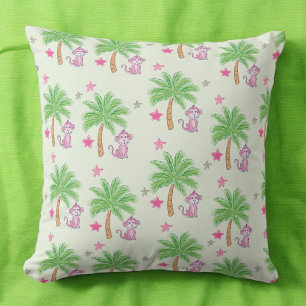 Almofada Flor Tropical Macaco-Pink