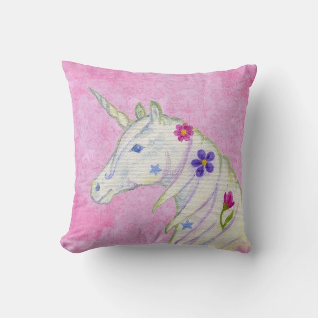 Almofada Flor Unicorn a rosa (Frente)