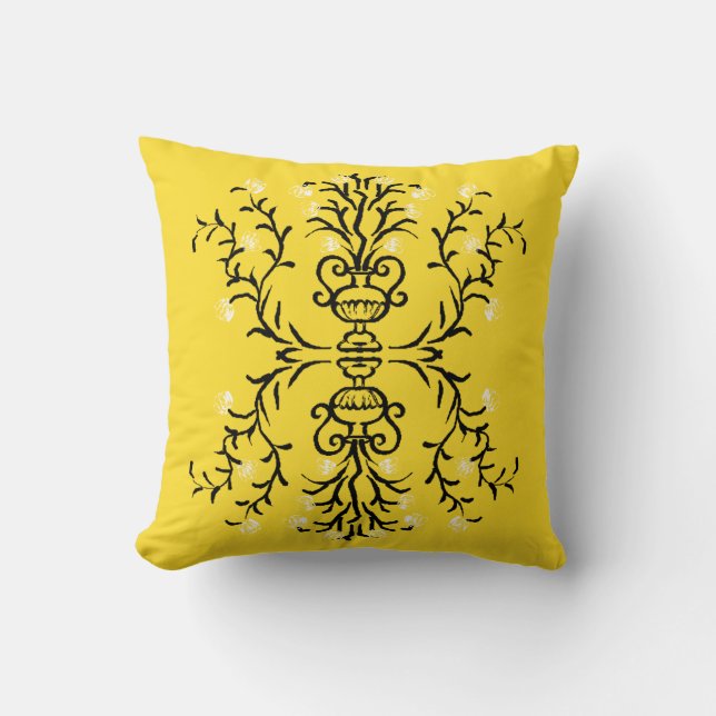 Almofada Flor Vase Amarelo Tribal (Frente)