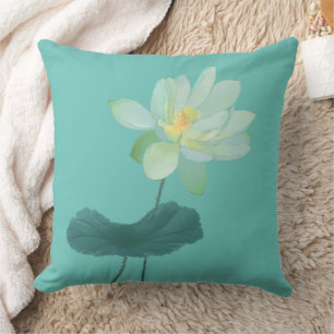 Almofada Flor Verde Lotus Asiático Inspirado