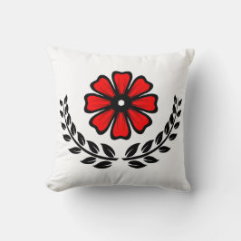 Almofada Flor Vermelho - Travesseiro decorativo de poliéste