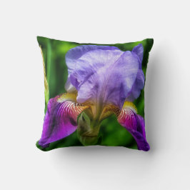 Almofada Flor violeta púrpura azul e amarelo da íris