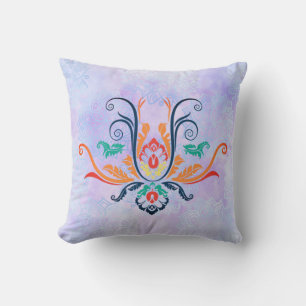 Almofada Flora Geométrica Clássica Damask Com Ramificaç