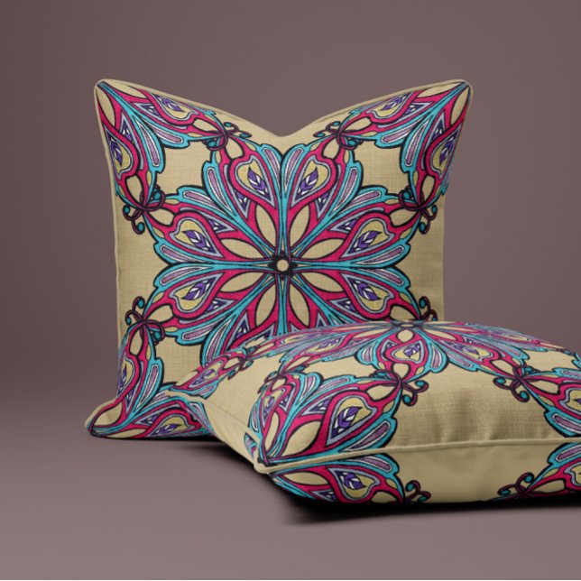 Almofada Floração Boho em Dourado Quente (Criador carregado)