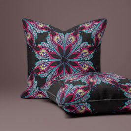 Almofada Floração Boho em Marrom Espresso