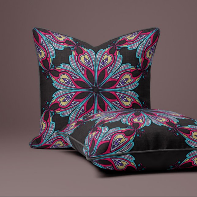 Almofada Floração Boho em Marrom Espresso (Criador carregado)