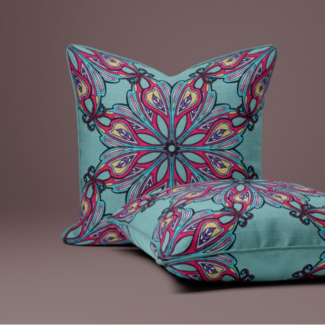 Almofada Floração Boho em Verde Sálvia (Criador carregado)