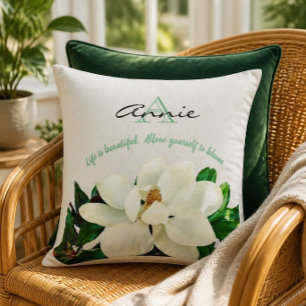 Almofada Floração de Magnólia   A Vida é Bela Personalizada