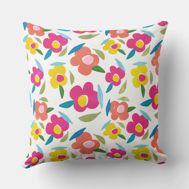 Almofada Florais brilhantes em branco (Verso)