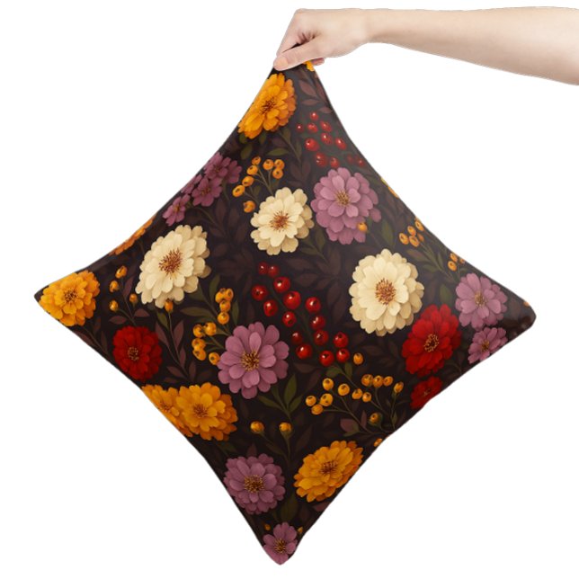 Almofada Florais do outono - Boho da fazenda (A cozy touch of fall with rich floral patterns, perfect for adding seasonal charm to your home.)