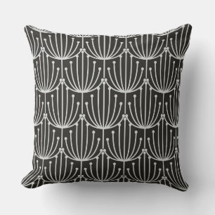 Almofada Floral Abstrato da Vintage em Preto e Branco