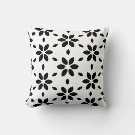 Almofada Floral Abstrato Preto e Branco Moderno