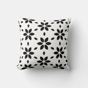 Almofada Floral Abstrato Preto e Branco Moderno