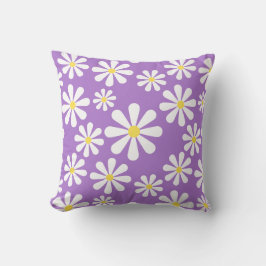 Almofada Floral amarelo branco roxo da margarida louca
