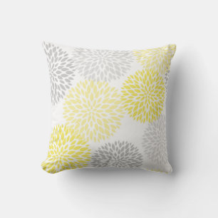 Almofada Floral Amarelo Cinza Moderno