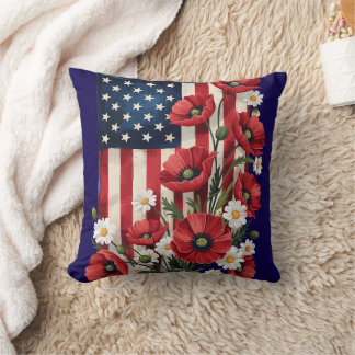 Almofada Floral American Flag Travesseiro decorativo