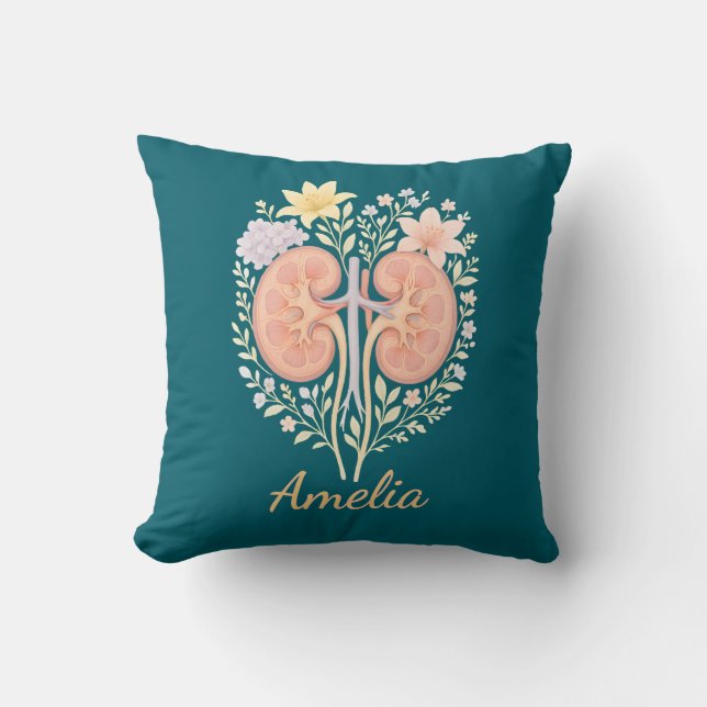 Almofada Floral Anatomical Kidney Nephrology Nurse and Tech (Frente)