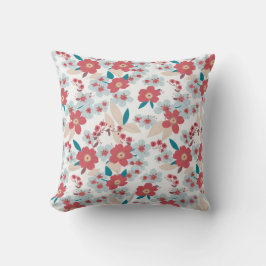 Almofada Floral and Leaves Bouquets Green Background