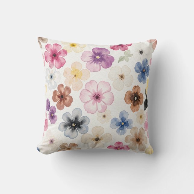 Almofada Floral Aquarela Pastel (Frente)