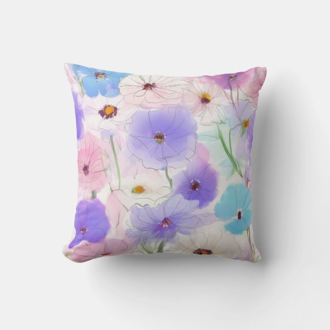 Almofada Floral Aquarela Pastel  (Frente)