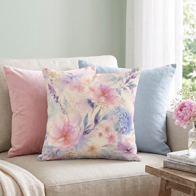 Almofada Floral Aquarela Sonhadora (Criador carregado)