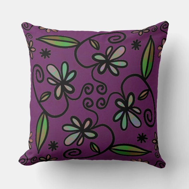 Almofada Floral Art on Purple (Frente)