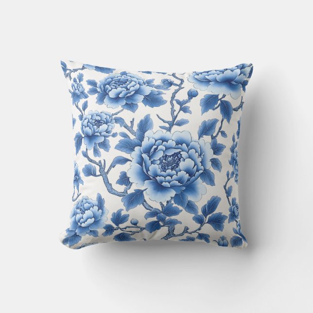 Almofada Floral Azul Elegante (Frente)