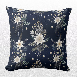 Almofada Floral Azul-Marinho Elegante