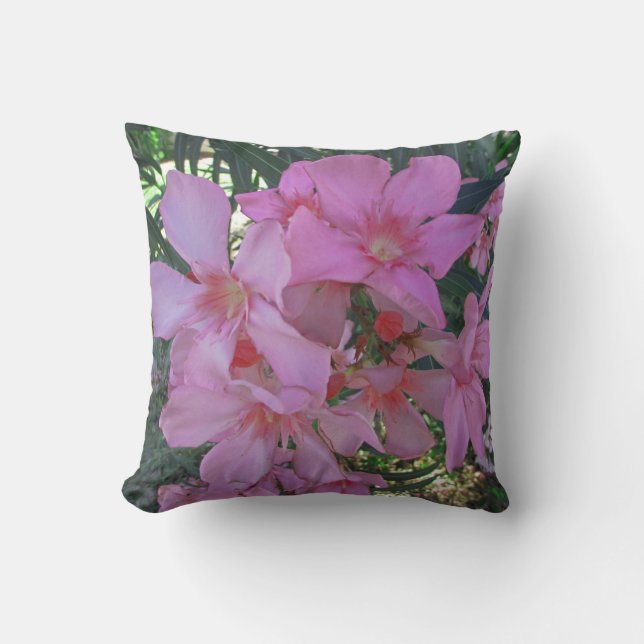 Almofada Floral Bonito Cor-de-rosa Oleander Bloom Fotografi (Frente)